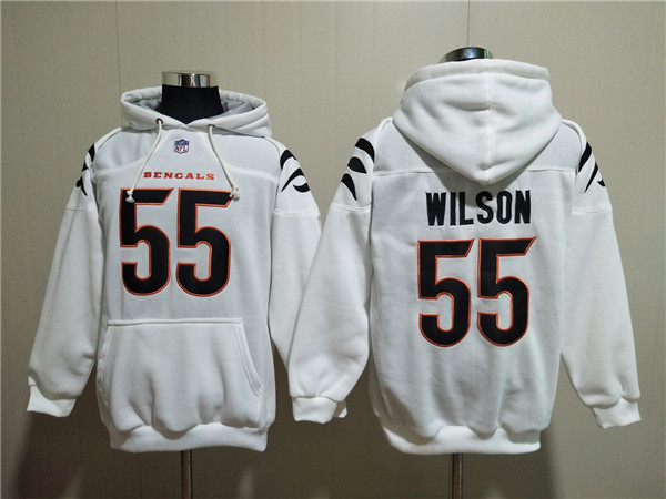 Men's White Cincinnati Bengals #55 Logan Wilson Pullover Hoodie